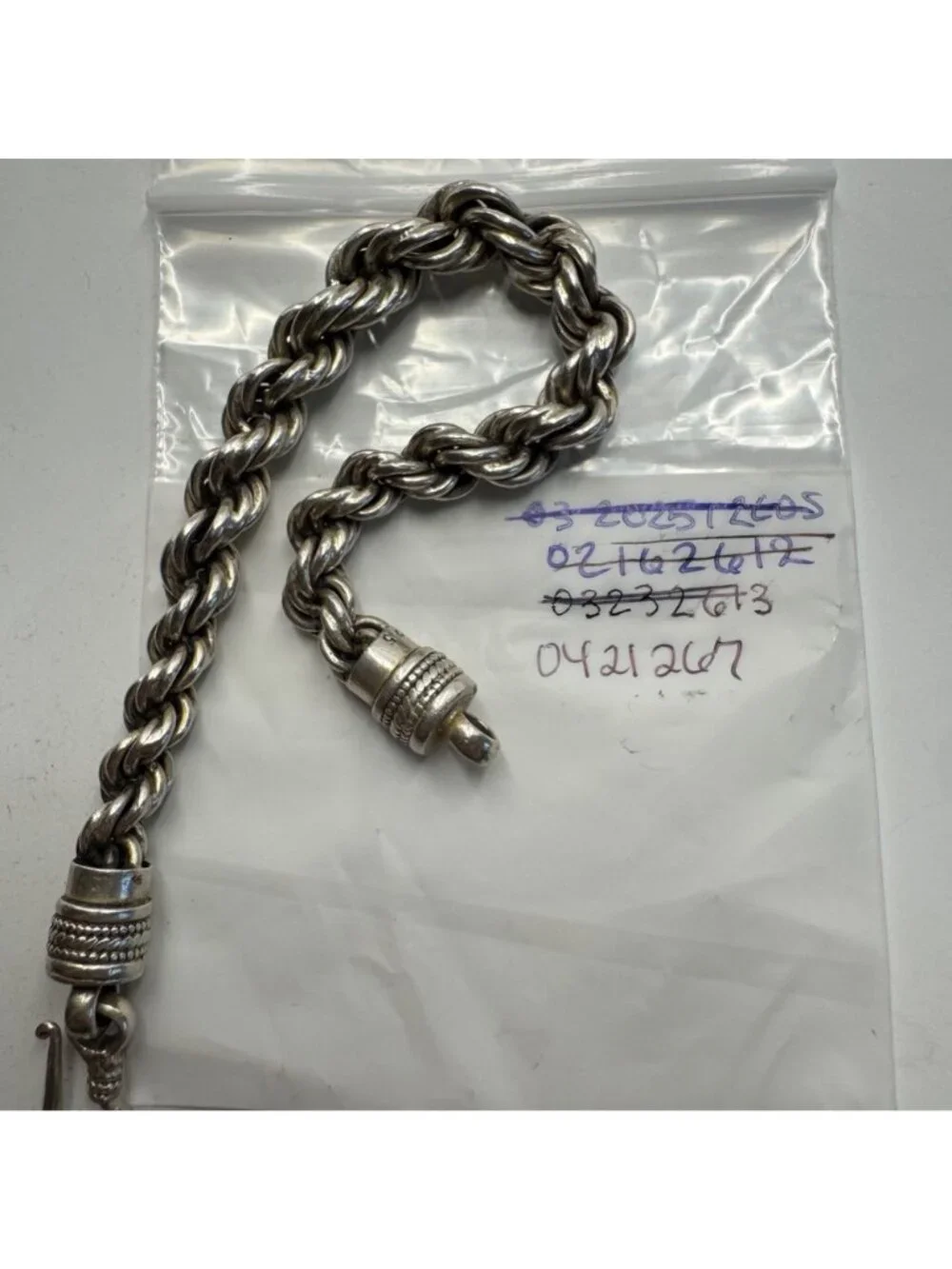 Heavy Rope Chain Bracelet Hook Closure Sterling Silver 925 Size 8